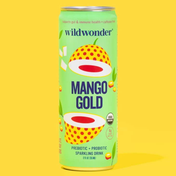 wildwonder Mango Gold Sparkling Prebiotic + Probiotic Drink - 355ml (Single Can) - Lucifer&